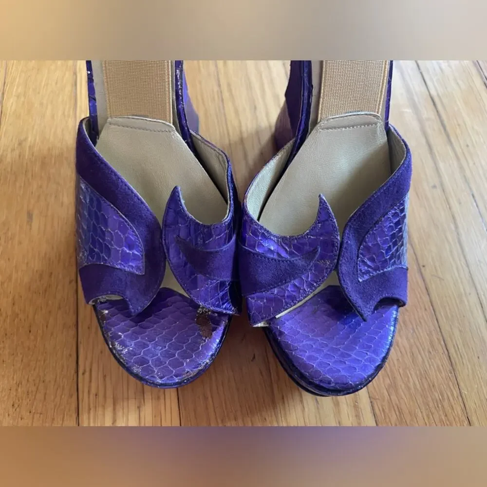 90s Vintage Terry De Havilland Purple Platform Wedge Heel - Picture 4 of 12